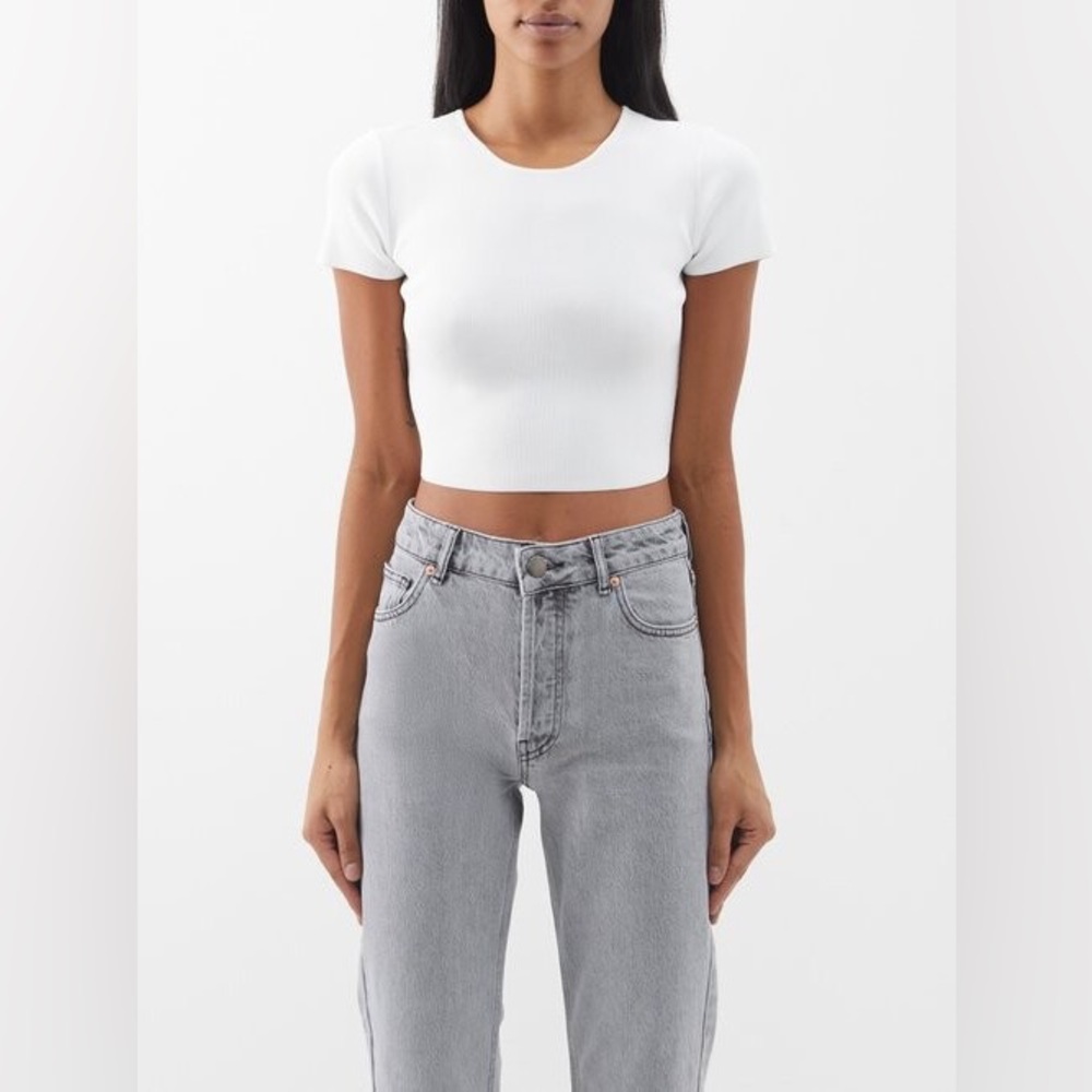 STAUD Ila Cropped T Shirt in White